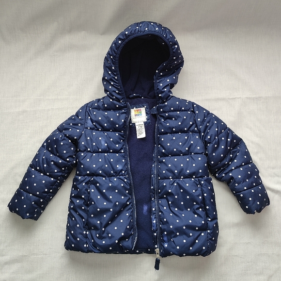 Healthtex Girl's Toddler Puffer Jacket - Blue w/White Polka Dots - Size 4T - Picture 3 of 8